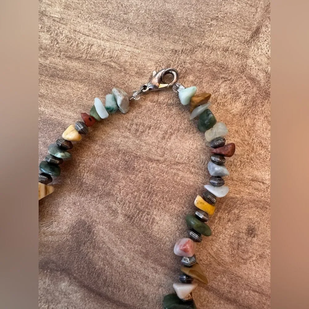 Semi-Precious Mixed Stone Anklet Artisan Handmade Vintage Bracelet Natural